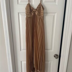 Petal & Pup Brown Pleated Ruched Maxi Sundress